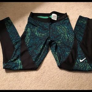 Green and black with mesh inserts workout leggings